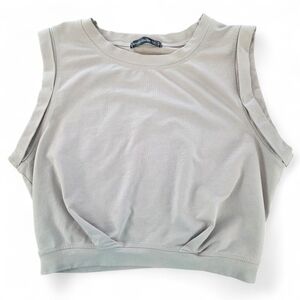 Arrive Guide Taupe Crop Muscle Tank Top - Size M Casual Basic Fall Layering